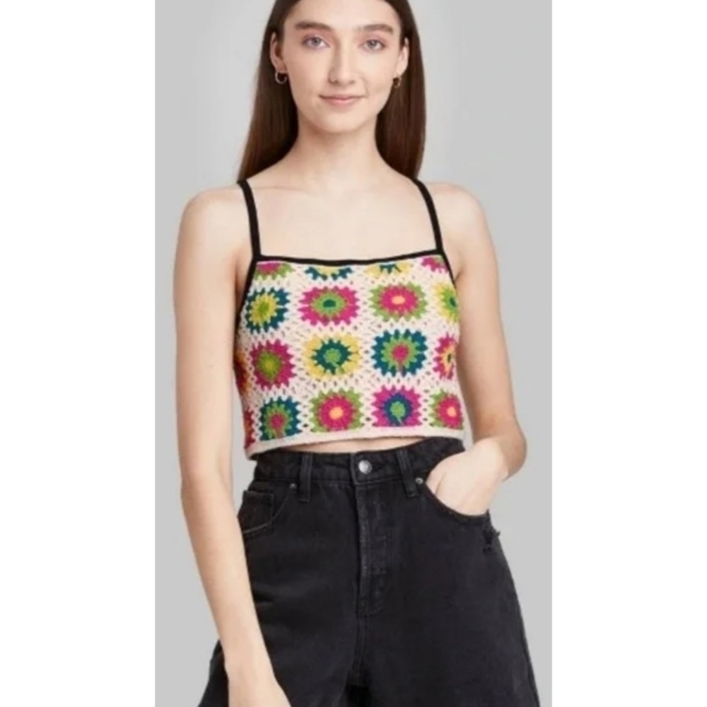 Wild Fable Crochet Tiny Crop Tank Top